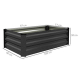 easycomfort easycomfort set di 2 letti per orto rialzato con fondo aperto in acciaio galvanizzato 100x60x30cm grigio