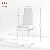 easycomfort easycomfort set di 2 sedie da pranzo moderne con schienale alto in finta pelle e acciaio 41x50x97 cm bianco
