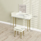 easycomfort easycomfort set tavolo da trucco con 3 cassetti e specchio con sgabello da trucco portaoggetti bianco