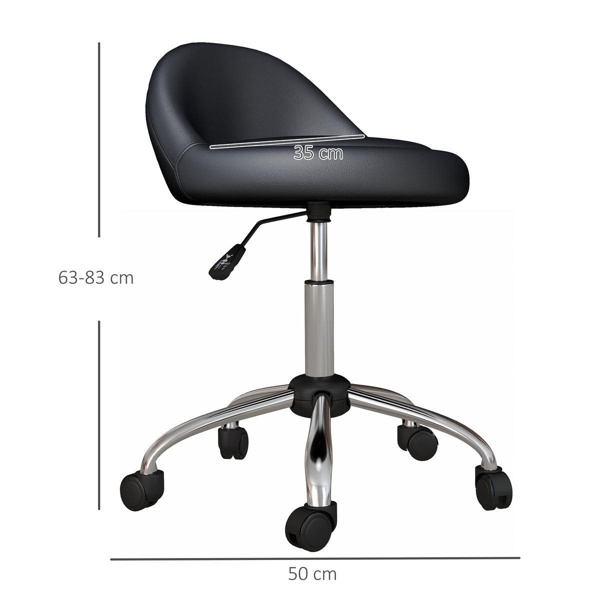 easycomfort easycomfort sgabello con ruote seduta girevole altezza regolabile e rivestimento in finta pelle pu nero