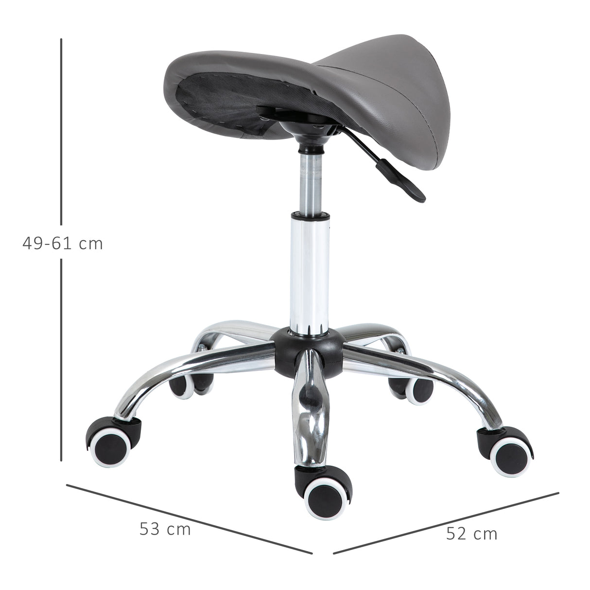 easycomfort easycomfort sgabello da lavoro a sella con ruote e altezza regolabile per negozi parrucchiere e tattoo 52x53x49 61cm grigio ean 8054111842389