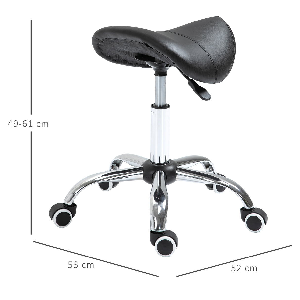 easycomfort easycomfort sgabello da lavoro a sella con ruote e altezza regolabile per negozi parrucchiere e tattoo 52x53x49 61cm nero ean 8054144131412