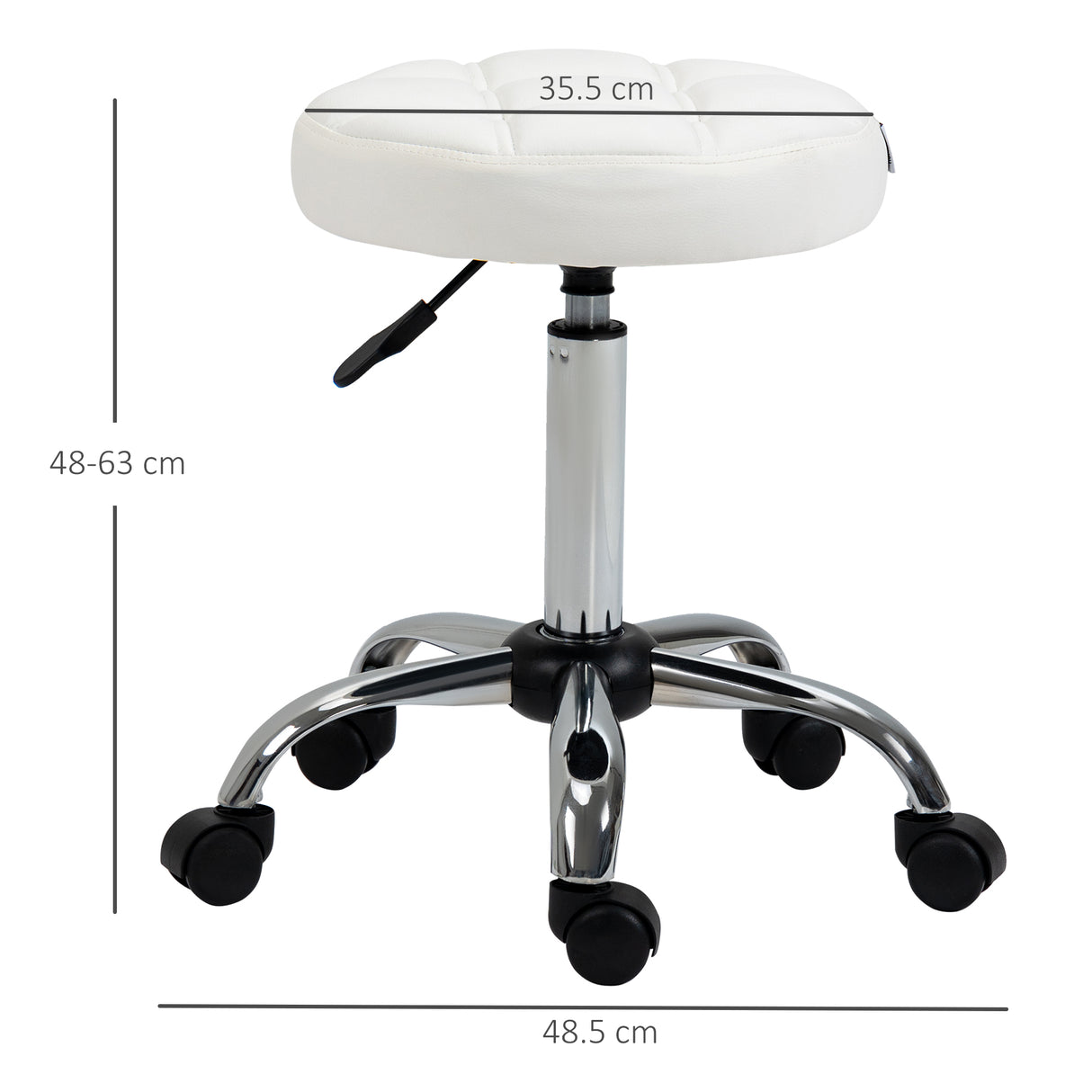easycomfort easycomfort sgabello girevole rotondo con ruote altezza regolabile e rivestimento in finta pelle bianco