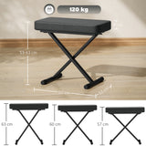 easycomfort easycomfort sgabello per pianoforte pieghevole e regolabile su 4 altezze in pelle pu schiuma e metallo 60x32x53 63 cm nero