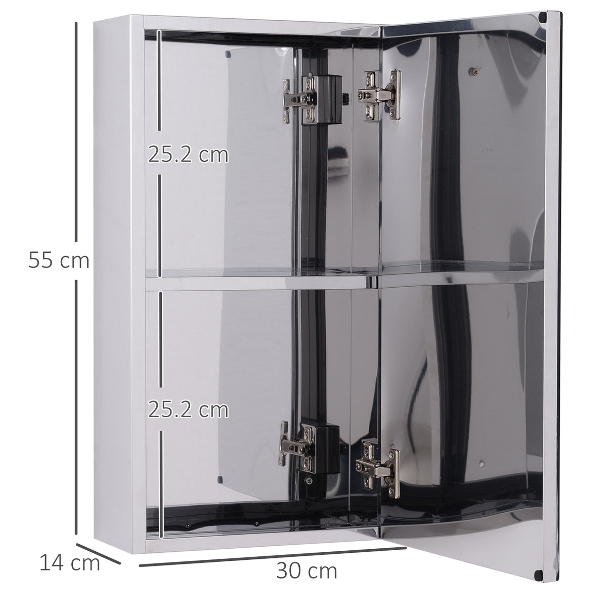 immagine-3-easycomfort-easycomfort-specchiera-bagno-in-acciaio-con-anta-e-vano-contenitore-a-2-ripiani-55x14x30cm