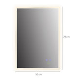 easycomfort easycomfort specchio bagno con luce led funzione anti appannamento e tasti touch 70x50cm argento