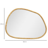 easycomfort easycomfort specchio da parete moderno con bordi irregolari e cornice in legno per camera e ingresso 80x60 cm