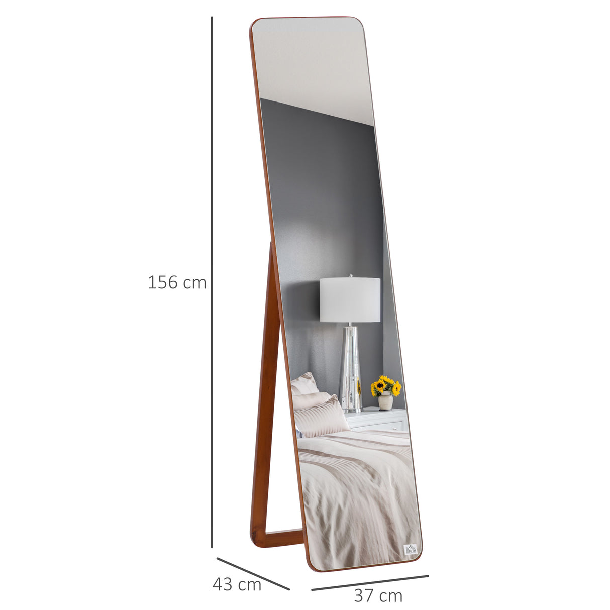 easycomfort easycomfort specchio da terra e da parete con struttura in legno supporto pieghevole con cerniera 37x43x156cm noce chiaro
