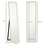 easycomfort easycomfort specchio moderno a figura intera da parete e autoportante 37x157 cm bianco e legno