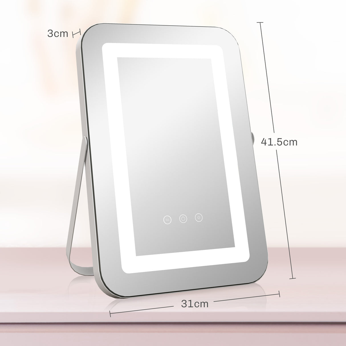 easycomfort easycomfort specchio trucco con luci regolabili a 3 colori presa usb e specchietto ingranditore 10x 31x41 5x3cm bianco