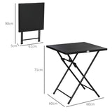 easycomfort easycomfort tavolino da esterni pieghevole in acciaio con piedini antiscivolo 60x60x71 cm nero