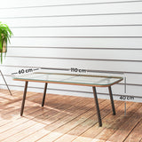 easycomfort easycomfort tavolino da giardino in rattan pe con piano in vetro e acciaio 110x60x40 cm legno naturale