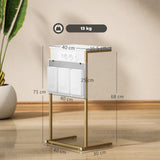 easycomfort easycomfort tavolino da salotto a forma di c effetto marmo con prese di corrente e usb integrate bianco