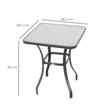 easycomfort easycomfort tavolino moderno piano in vetro temperato tavolo da giardino esterno metallo 68 5x68 5x84cm grigio