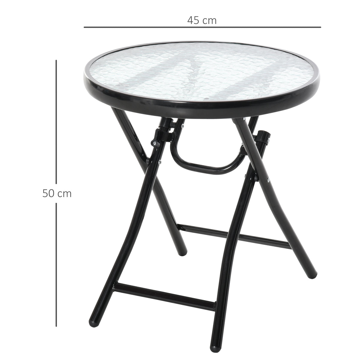 easycomfort easycomfort tavolo da giardino pieghevole in metallo tavolino da giardino piccolo con ripiano in vetro e blocco di sicurezza 45x50cm nero ean 8054111843188