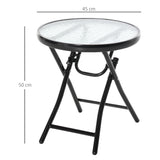 easycomfort easycomfort tavolo da giardino pieghevole in metallo tavolino da giardino piccolo con ripiano in vetro e blocco di sicurezza 45x50cm nero ean 8054111843188