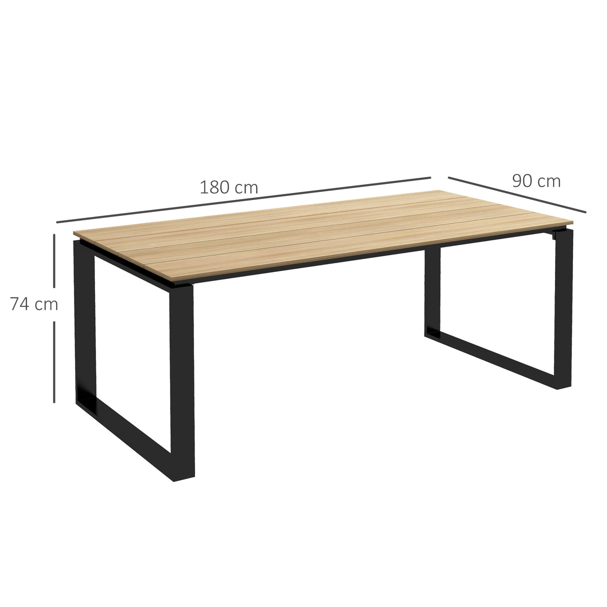 easycomfort easycomfort tavolo da giardino rettangolare in alluminio con piano a doghe per 6 8 persone 180x90x74cm quercia