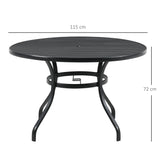 easycomfort easycomfort tavolo da giardino rotondo per 4 persone con foro per ombrellone e doghe in metallo 115x72cm nero