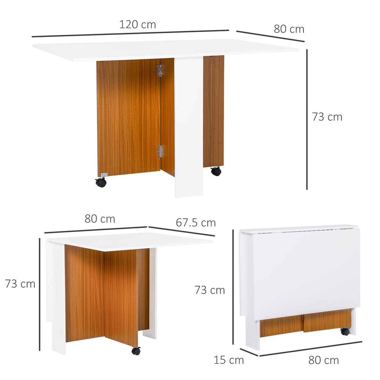 easycomfort easycomfort tavolo da pranzo allungabile design moderno tavolo pieghevole salvaspazio con ruote 120 80 73cm ean 8054111846424