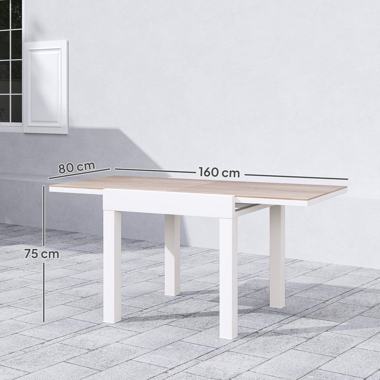 easycomfort easycomfort tavolo da pranzo da giardino allungabile 80 160 cm per 4 6 posti bianco