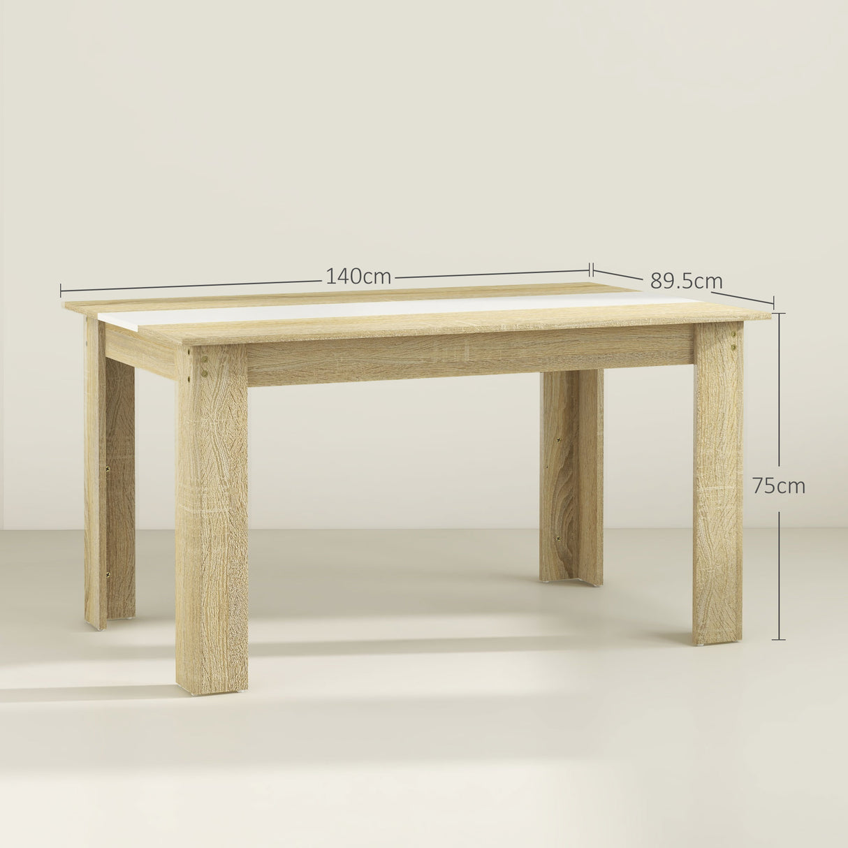 easycomfort easycomfort tavolo da pranzo moderno per 6 persone max in truciolato 140x89 5x75 cm bianco e color rovere
