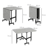 easycomfort easycomfort tavolo pieghevole a ribalta per 4 6 persone con 6 rotelle in legno e acciaio 120x80x73 cm grigio