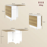 easycomfort easycomfort tavolo rettangolare allungabile con 2 cassetti e un armadietto in legno 140x76x74 cm bianco e color legno
