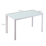 easycomfort easycomfort tavolo rettangolare da 4 persone per cucina e soggiorno tavolo moderno in metallo e vetro temperato 120x60x75 cm bianco