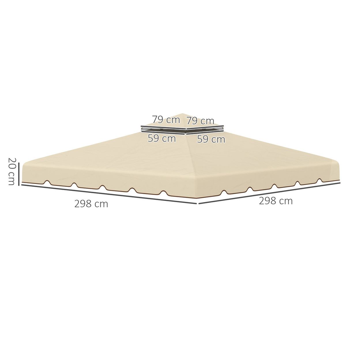 easycomfort easycomfort tettuccio di ricambio per gazebo da giardino 3x3m con tetto a 2 livelli in poliestere beige