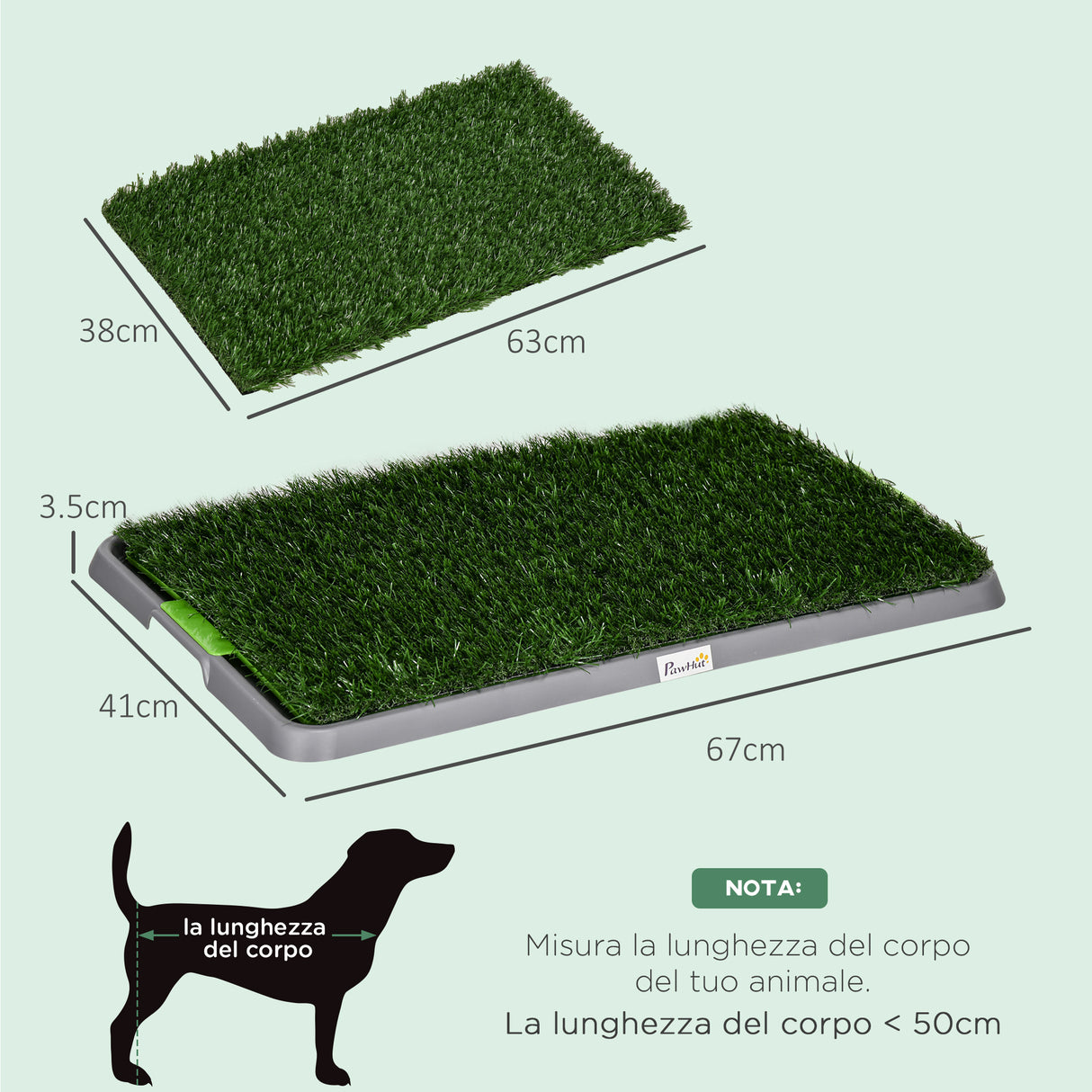 easycomfort easycomfort toilette per cani con prato finto erba di ricambio e vassoio inferiore 67x41cm