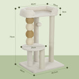 easycomfort easycomfort torre per gatti con lettino piattaforma e pallina giocattolo in legno peluche e iuta 48 5x40x76 cm beige