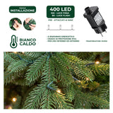le stelle albero di natale artificiale verde h 180cm x l 145cm super folto con 400 luci led 20 luci flash incorporate e base a croce in metallo