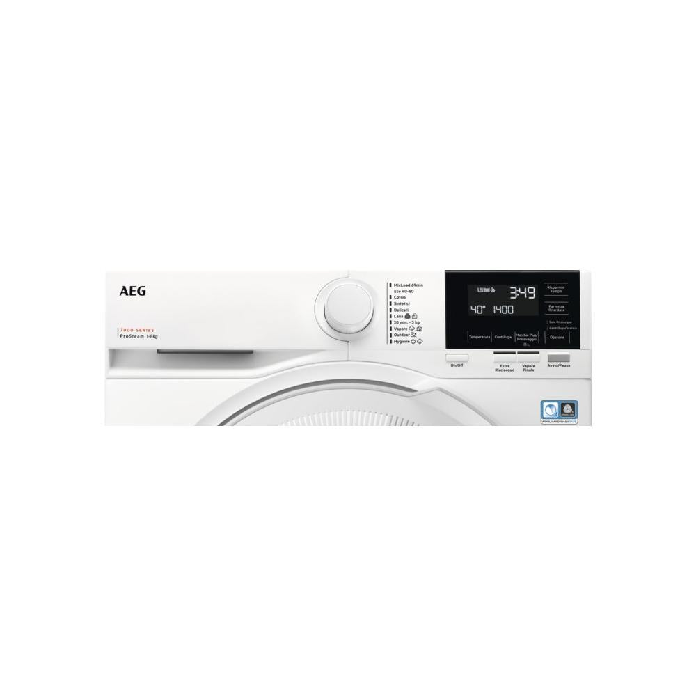 aeg lavatrice a carico frontale aeg 8 kg serie 7000 lr7g84gw classe a 1400 giri a85xl60xp575 bianco ean 7332543973545