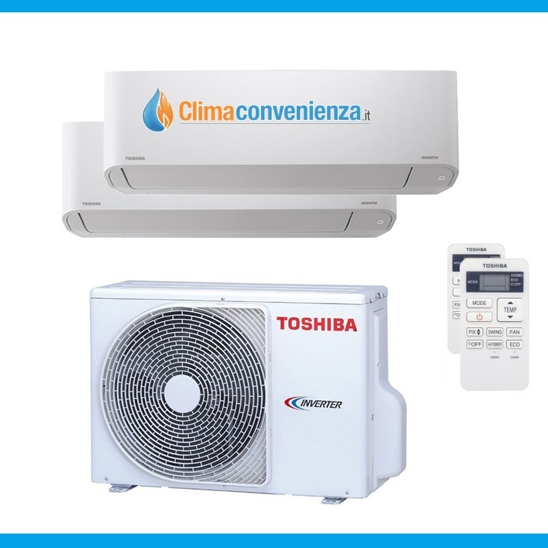 climatizzatore condizionatore dual split inverter toshiba mirai r32 13000_13000 con ras 2m14u2avg e 13_13 btu