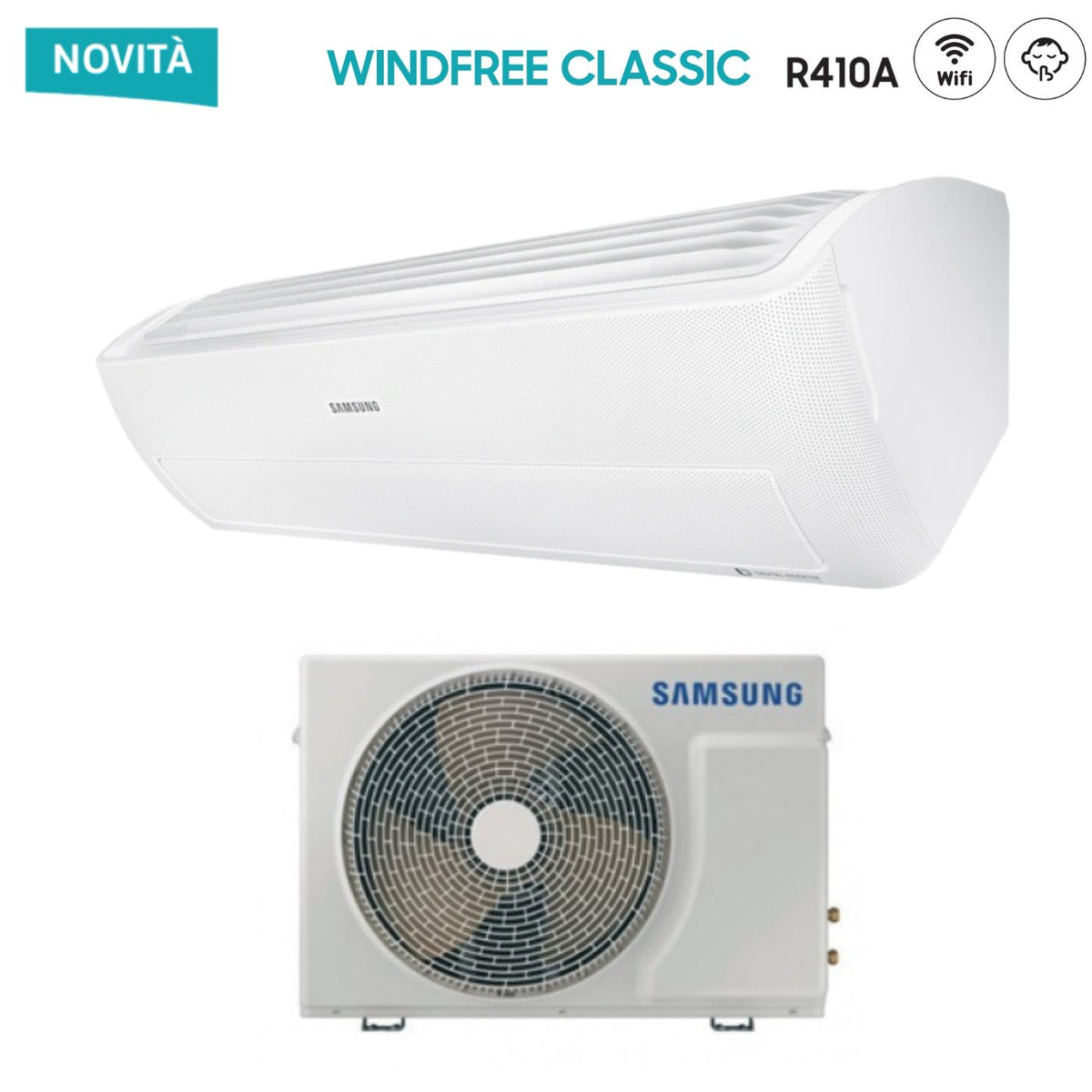 climatizzatore condizionatore samsung inverter serie windfree classic 24000 btu ar24nxpxbw wi fi r410 classe a__ a_ new 2018