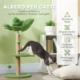 easycomfort easycomfort albero per gatti con palo tiragraffi piattaforme e palline in peluche e truciolato 40x83 cm verde
