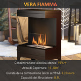 easycomfort easycomfort camino a bioetanolo autoportante con bruciatore da 0 9l e durata 3 3 ore 38x22x54 cm nero