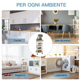 easycomfort easycomfort carrello da cucina salvaspazio in legno di pino e mdf carrello portaoggetti con cassetto cestello 2 vassoi e 4 ruote universale 37x37x82cm bianco ean 8054111844161