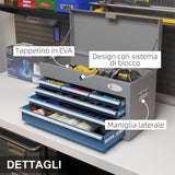 easycomfort easycomfort cassetta attrezzi in acciaio con 6 cassetti un bauletto e 2 chiavi 60x26x34 cm blu