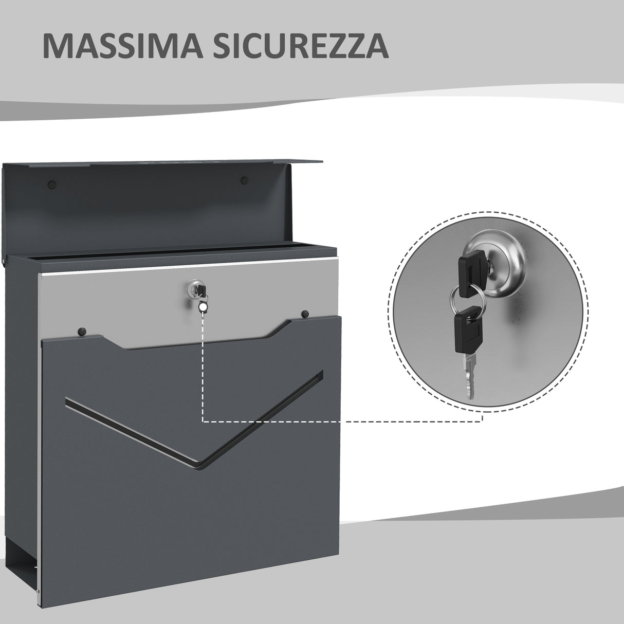 easycomfort easycomfort cassetta postale in acciaio con 2 chiavi di sicurezza fessura a v e foro di drenaggio 37x10 5x37 cm grigia