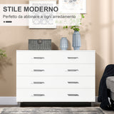 easycomfort easycomfort cassettiera 4 cassetti per camera da letto in legno con maniglie in metallo bianco