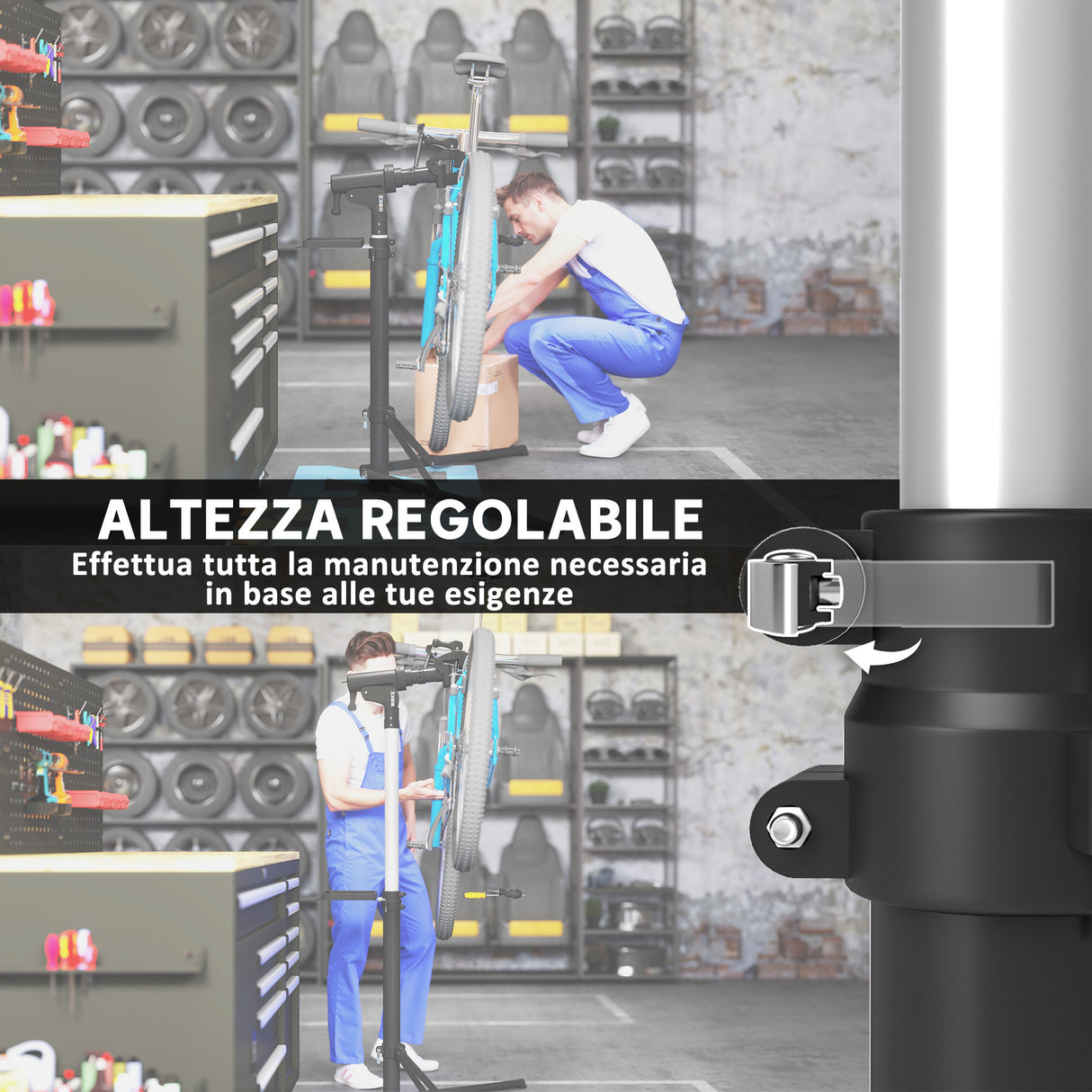 easycomfort easycomfort cavalletto bici per manutenzione con altezza regolabile girevole a 360 e pieghevole massimo 40 kg nero