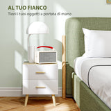 easycomfort easycomfort comodino con 2 cassetti in legno in stile scandinavo 40x40x50 cm rovere
