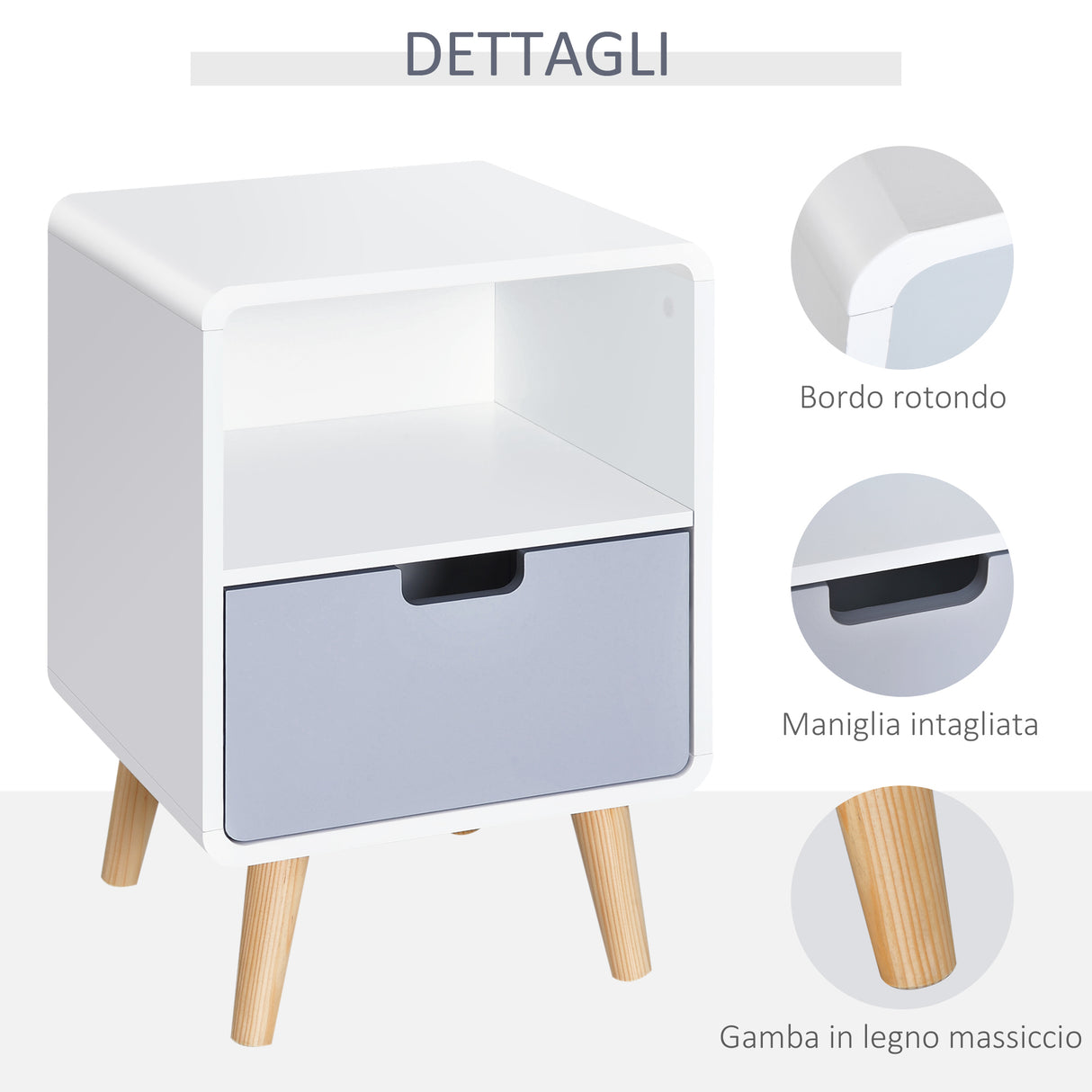 easycomfort easycomfort comodino con cassetto in mdf e legno di pino per camera da letto soggiorno e bagno 40x38x58 cm