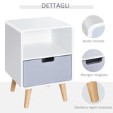 easycomfort easycomfort comodino con cassetto in mdf e legno di pino per camera da letto soggiorno e bagno 40x38x58 cm