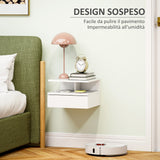 easycomfort easycomfort comodino sospeso per camera da letto con cassetto e mensola in legno 35x32x22 5cm bianco