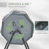 easycomfort easycomfort compostiera da giardino girevole a 2 sezioni con 8 prese daria in acciaio e pp 71x65x96 cm grigio