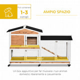 easycomfort easycomfort conigliera a 2 livelli con rete protettiva in legno metallo e bitume 157 4x53x99 5 cm giallo bianco e nero