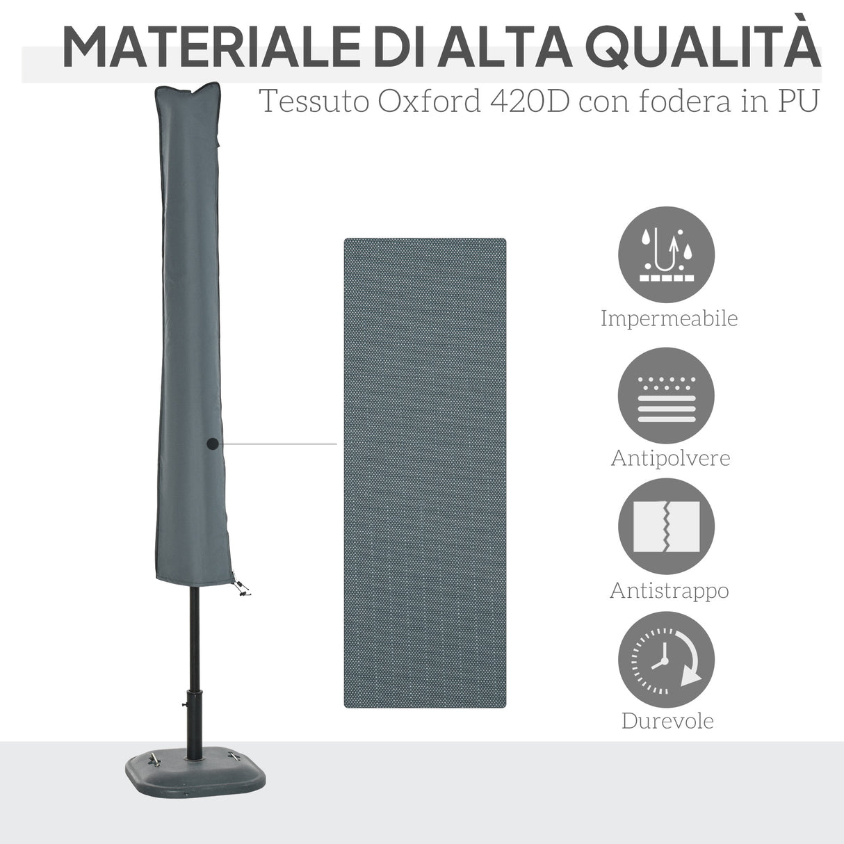 easycomfort easycomfort copertura per ombrellone impermeabile custodia copri ombrellone con cerniera e laccio grigio