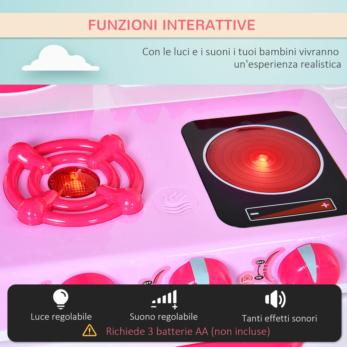 easycomfort easycomfort cucina giocattolo per bambini con 38 accessori inclusi con luci e suoni realistici 78x29x87 cm rosa